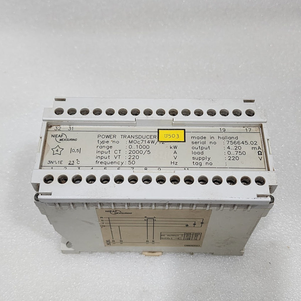 NIEAF MEASURING M0C714W/12 POWER TRANSDUCER 1000KW CT2000 220V