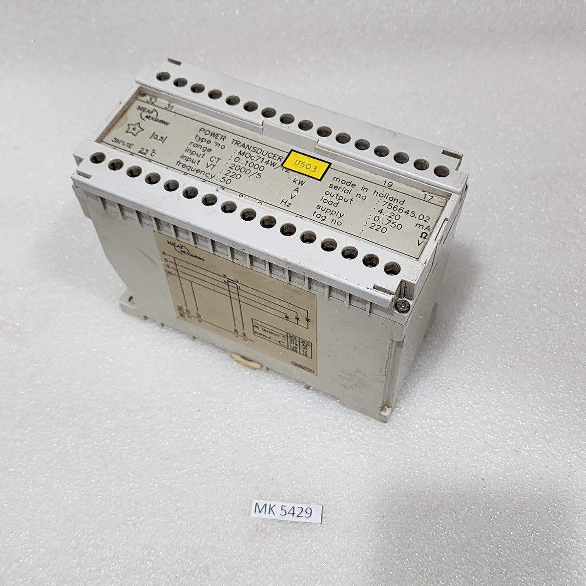 NIEAF MEASURING M0C714W/12 POWER TRANSDUCER 1000KW CT2000 220V