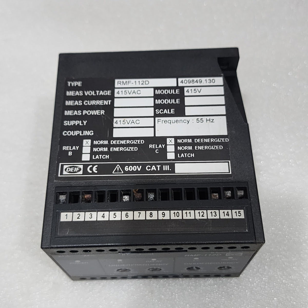 DEIF RMF-112D FREQUENCY RELAY 415VAC 409849.130