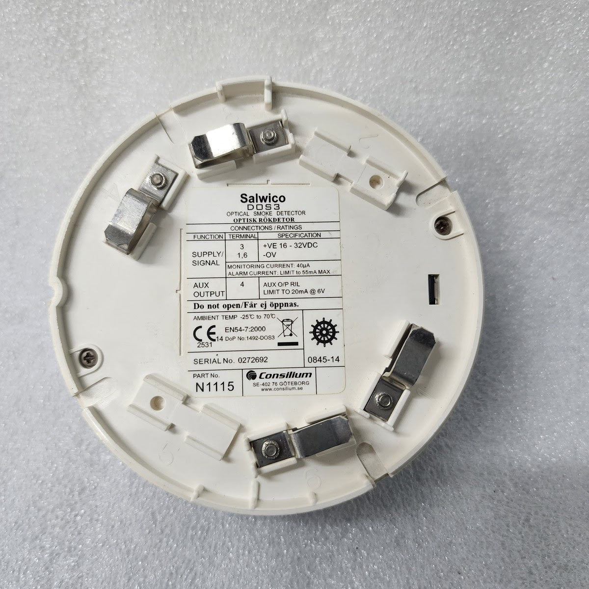 CONSILIUM DOS3 OPTICAL SMOKE DETECTOR N1115