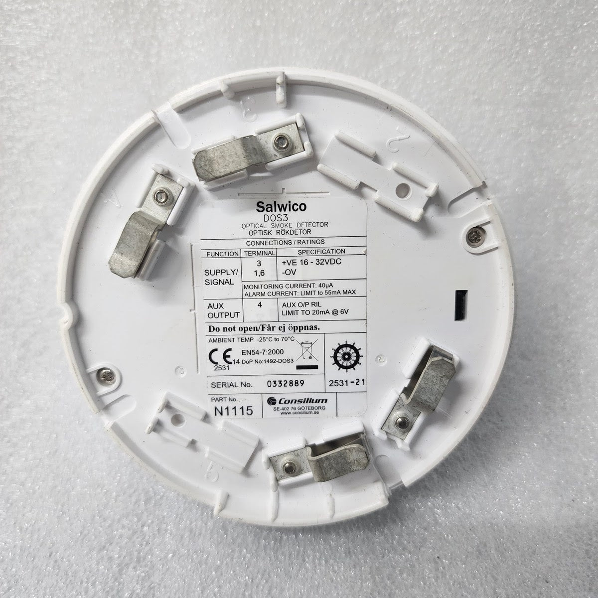 CONSILIUM N1115 OPTICAL SMOKE DETECTOR DOS3