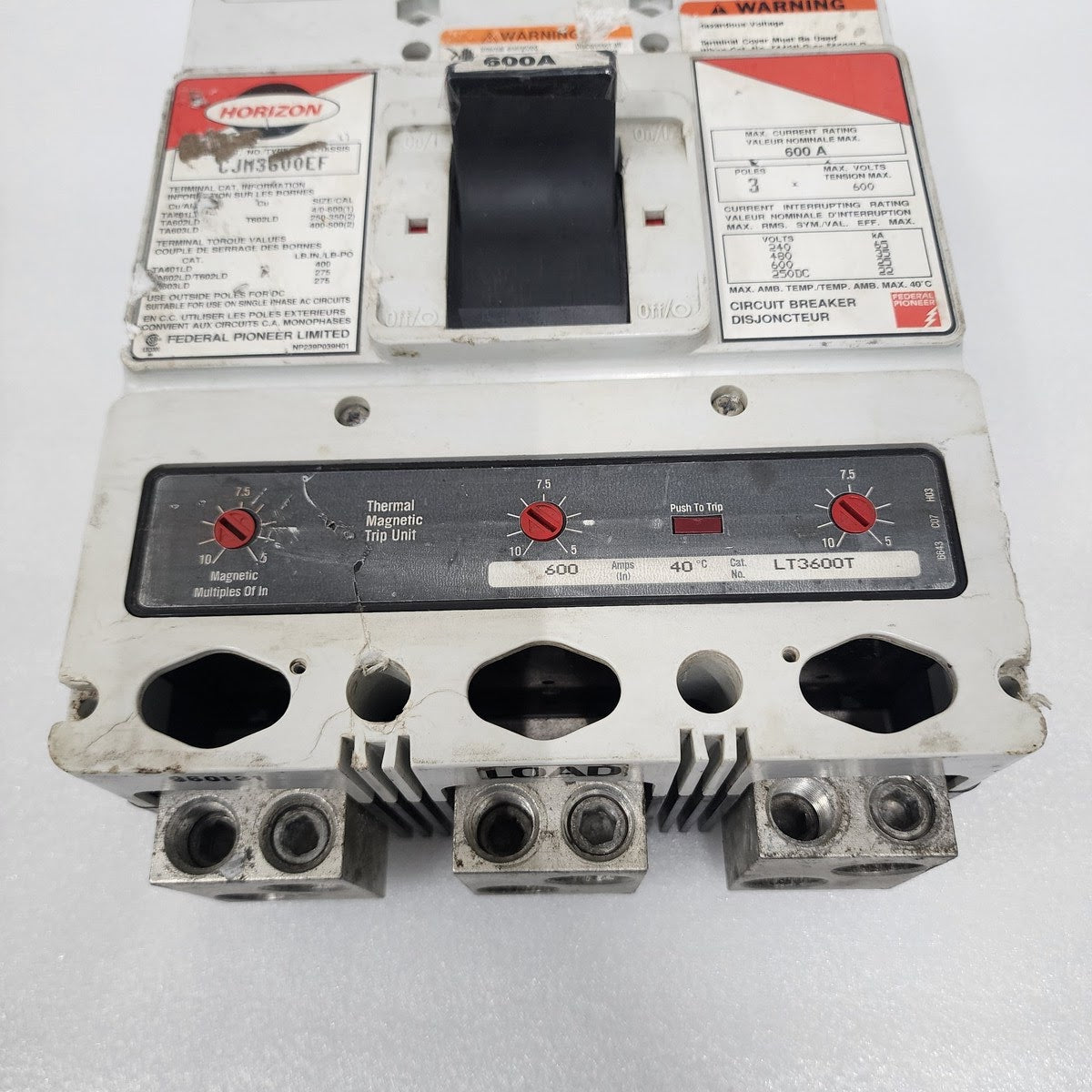 HORIZON CJM3600EF 3-POLE CIRCUIT BREAKER 600A