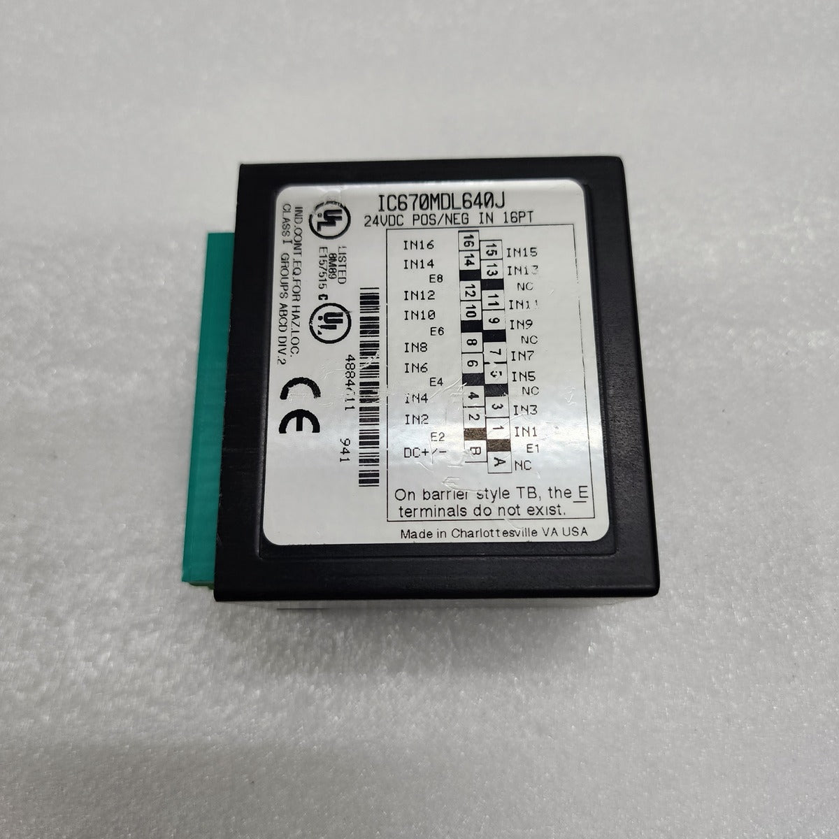 GE FANUC IC670MDL640J INPUT PLC MODULE