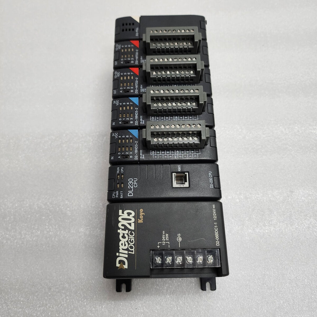 DIRECT LOGIC 205 KOYO PLC DL230 CPU D2-16ND3-2 IN D2-16TD2-2 OUT D2-06BDC1-1