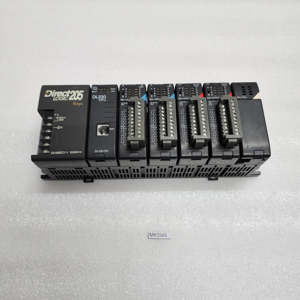 DIRECT LOGIC 205 KOYO PLC DL230 CPU D2-16ND3-2 IN D2-16TD2-2 OUT D2-06BDC1-1