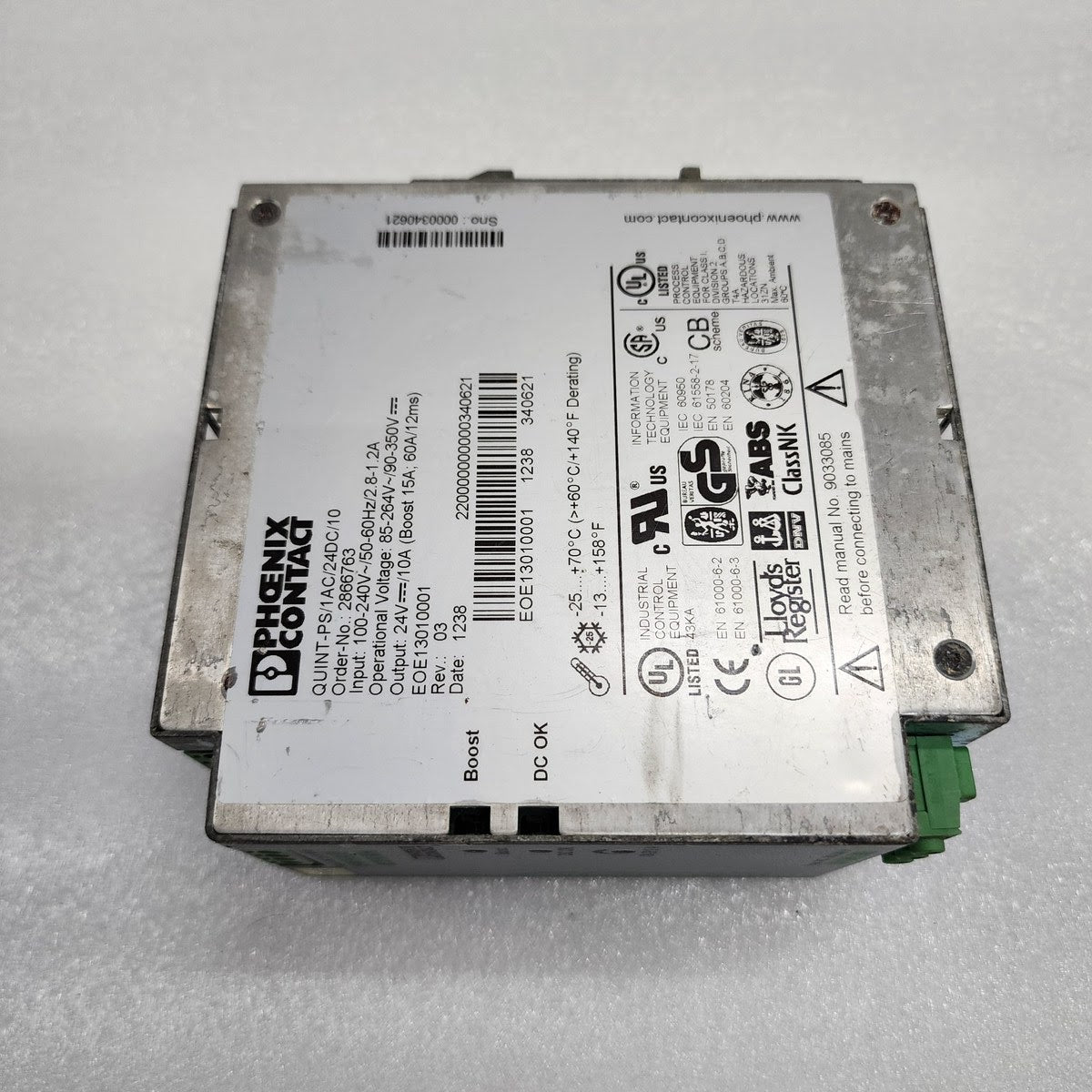 PHOENIX CONTACT QUINT-PS/1AC/24DC/10 POWER SUPPLY UNIT 2866763 24VDC 10A