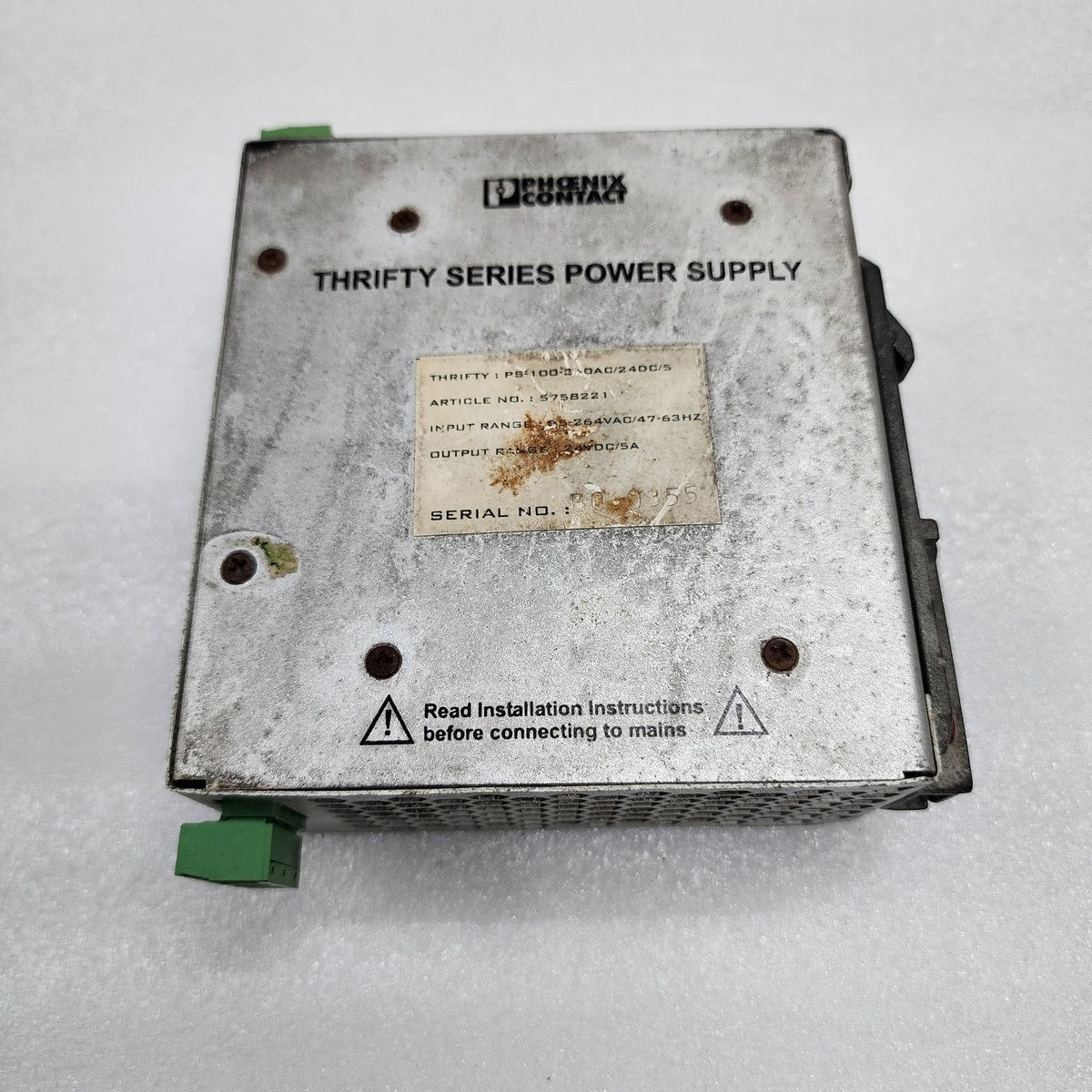 PHOENIX CONTACT PS-100-220VAC/24DC/5 THRIFTY SERIES POWER SUPPLY 5758221 24VDC 5