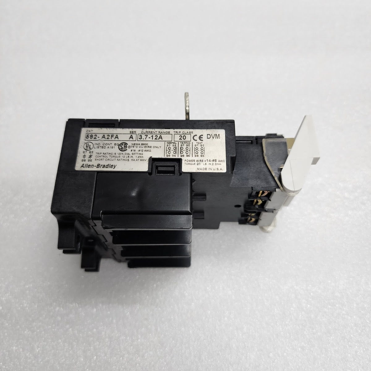 ALLEN BRADLEY CAT 592-A2FA OVERLOAD RELAY 3.7-12 A