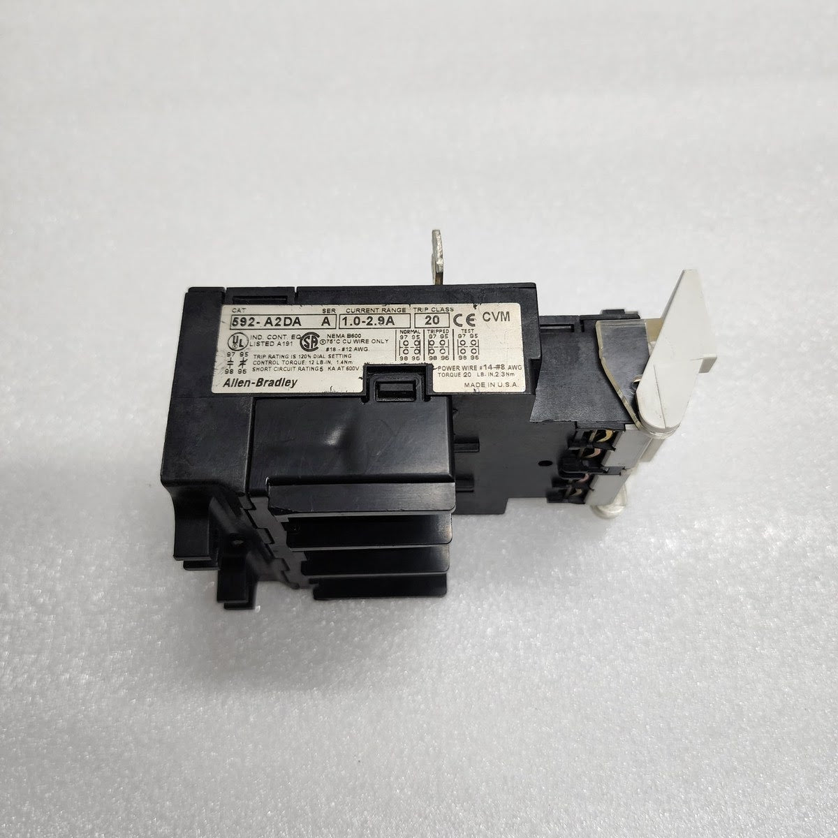 ALLEN BRADLEY CAT 592-A2DA SER A OVERLOAD RELAY 1.0-2.9A