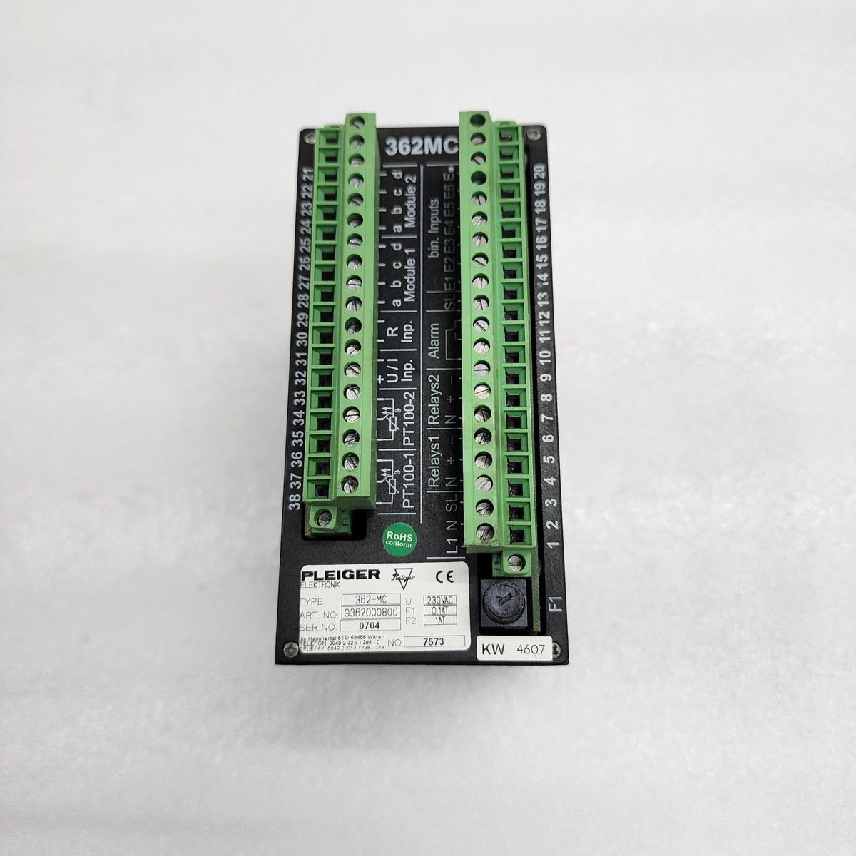 PLEIGER ELEKTRONIK 362MC PID MULTIFUNCTION CONTROLLER 9362000800 230V