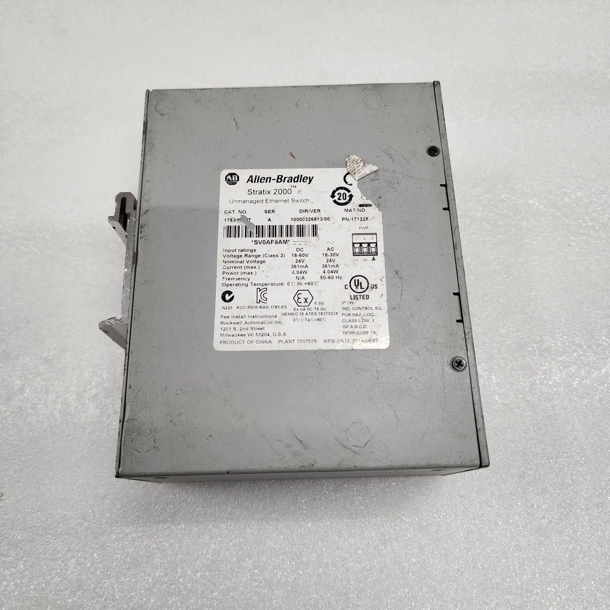 ALLEN BRADLEY CAT 1783-US8T ETHERNET SWITCH SER A 171228