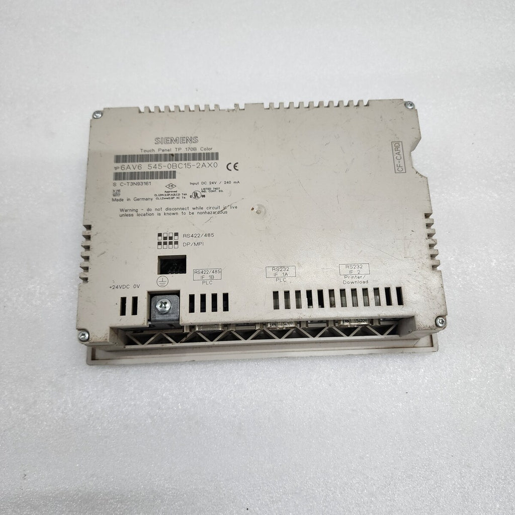 SIEMENS 6AV6 545-0BC15-2AX0 TOUCH PANEL TP 170B COLOR 24VDC