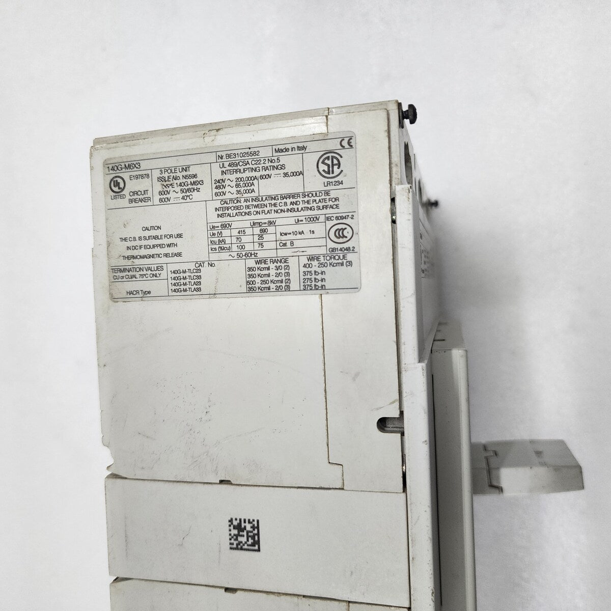 ALLEN BRADLEY CAT 140G-M6X3 CIRCUIT BREAKER 600A BE31025582