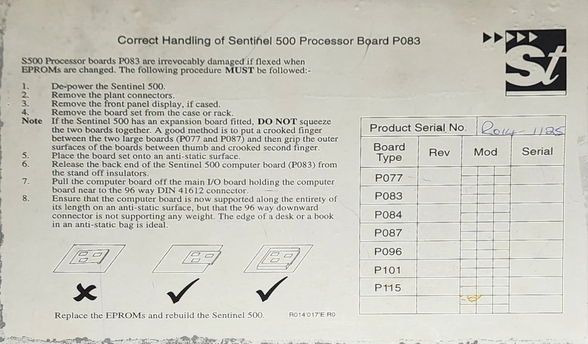 SPECTRA-TEK SENTINEL 500 PROCESSOR BOARD P083 FLOW COMPUTER