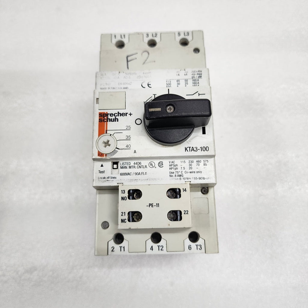 SPRECHER + SCHUH KTA3-100-40A MOTOR CIRCUIT CONTROLLER 25-40A KTA310040A