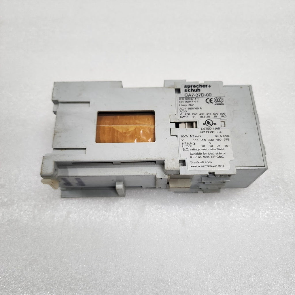 SPRECHER + SCHUH CA7-37D-00 MAGNETIC CONTACTOR COIL VOLTAGE 24VDC