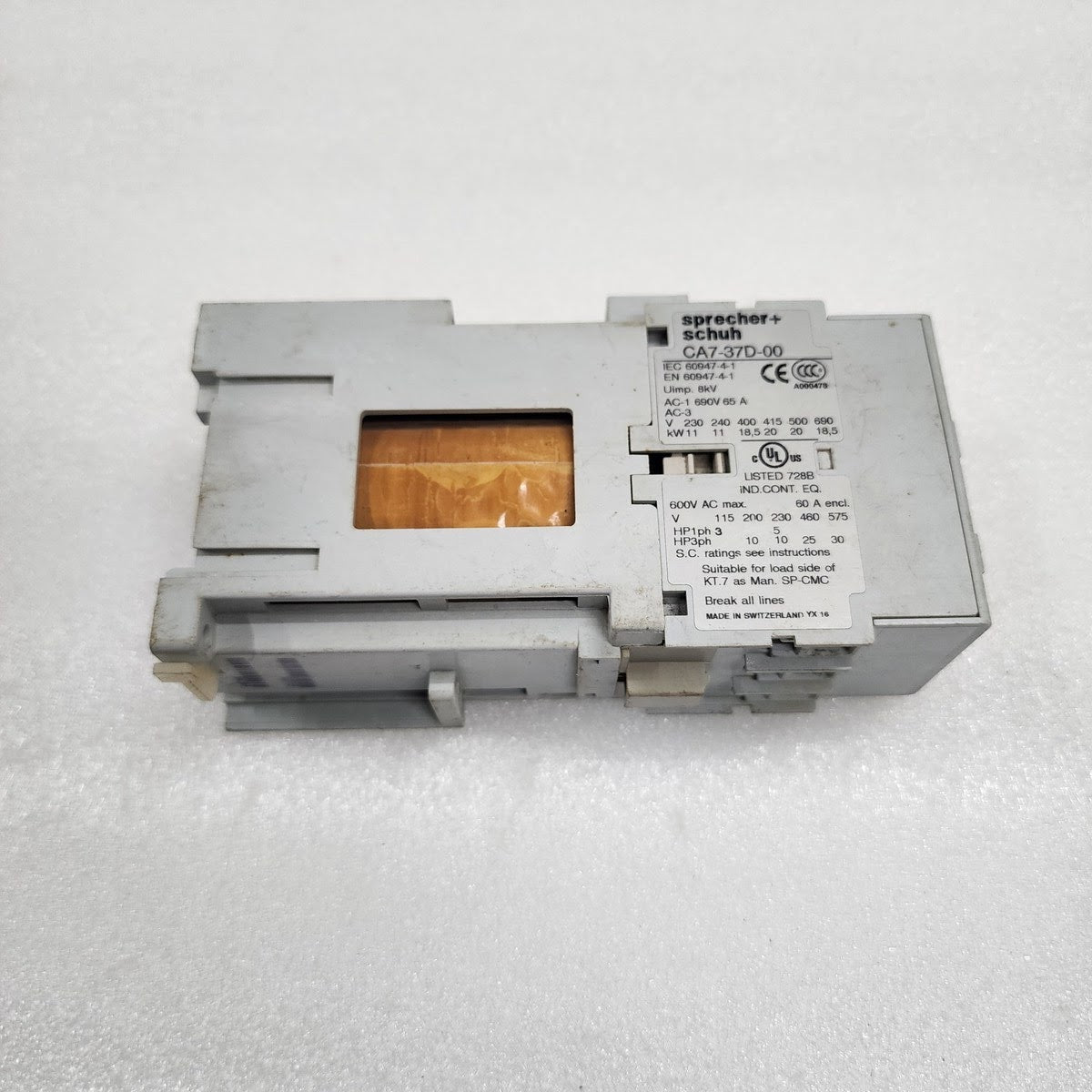 SPRECHER + SCHUH CA7-37D-00 MAGNETIC CONTACTOR COIL VOLTAGE 24VDC