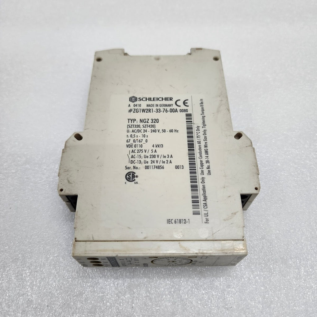 SCHLEICHER NGZ 320 TIMER RELAY ZG1W2R1-33-76-00A 24-240V AC/DC