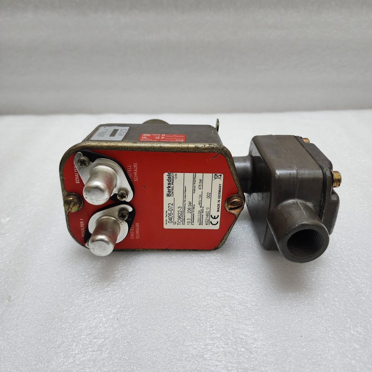 BARKSDALE 0406-072 PRESSURE SWITCH TC9622-3 250VDC/480VAC