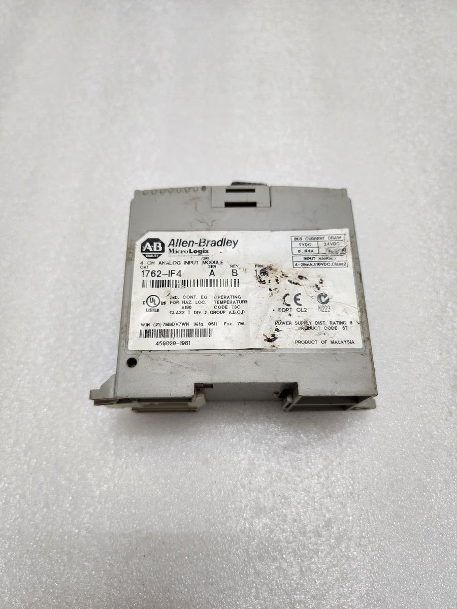 ALLEN BRADLEY CAT 1762-IF4 ANALOG INPUT MODULE DAMAGED BODY