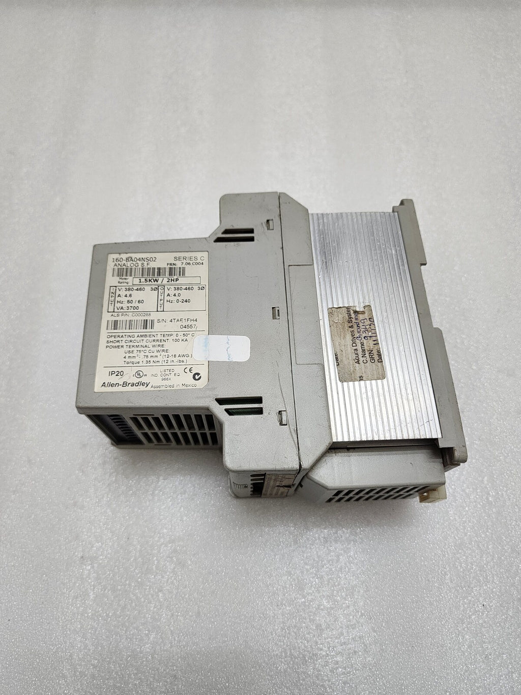 ALLEN BRADLEY CAT 160-BA04NS02 SER C INVERTER DRIVE 2HP 1.5KW 400V
