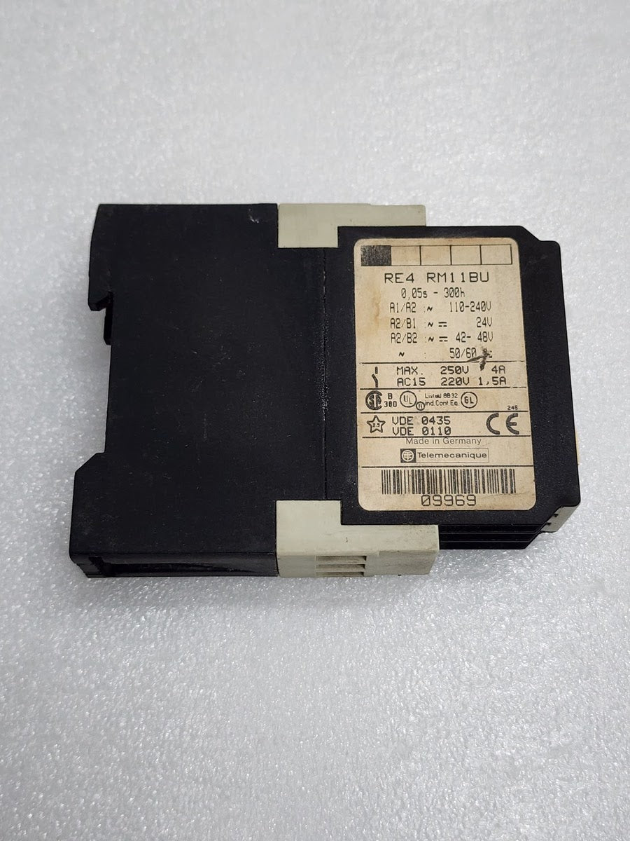 TELEMECANIQUE RE4 RM11BU TIME DELAY RELAY 09969 110-240VAC/24V AC-DC/42-48V AC-D