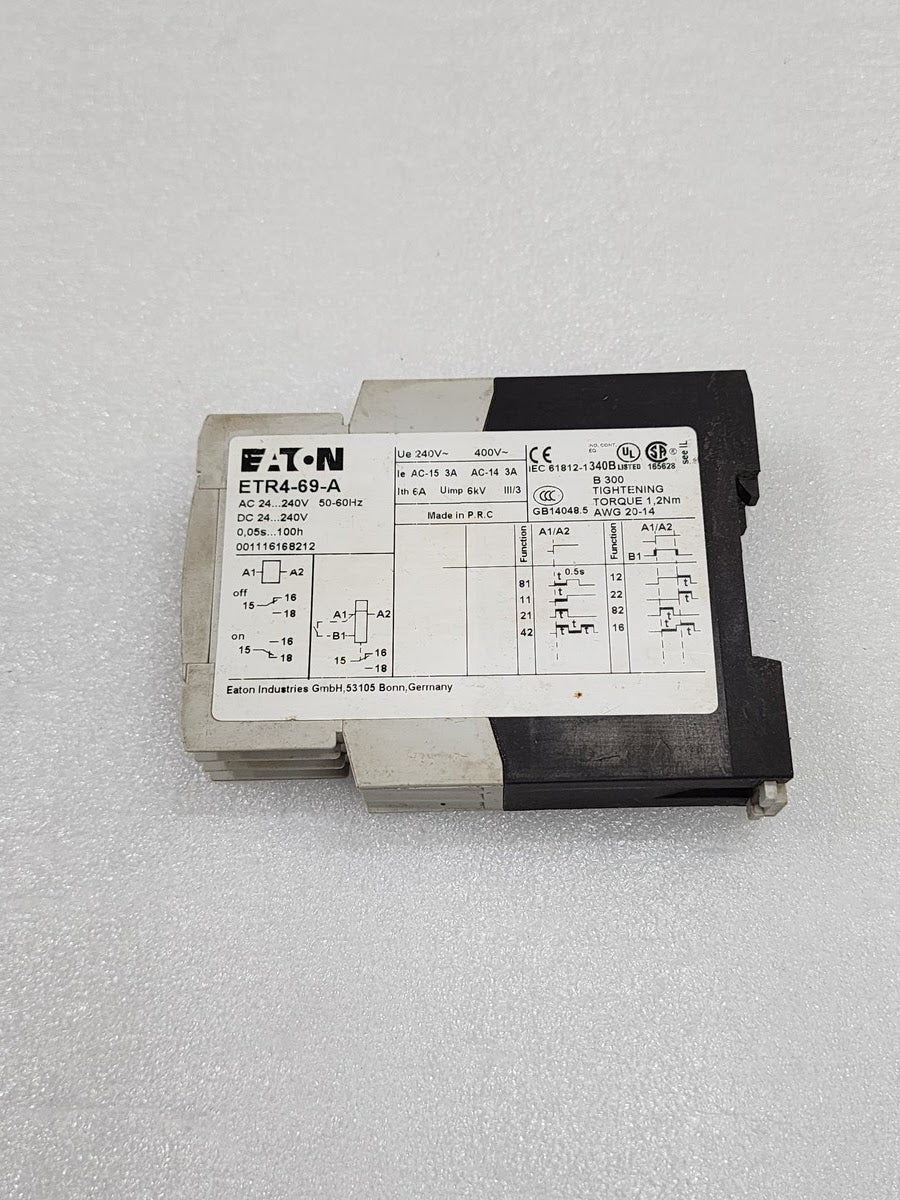 EATON ETR4-69-A MULTIFUNCTION ELECTRONIC TIMING RELAY 24-240VAC-DC