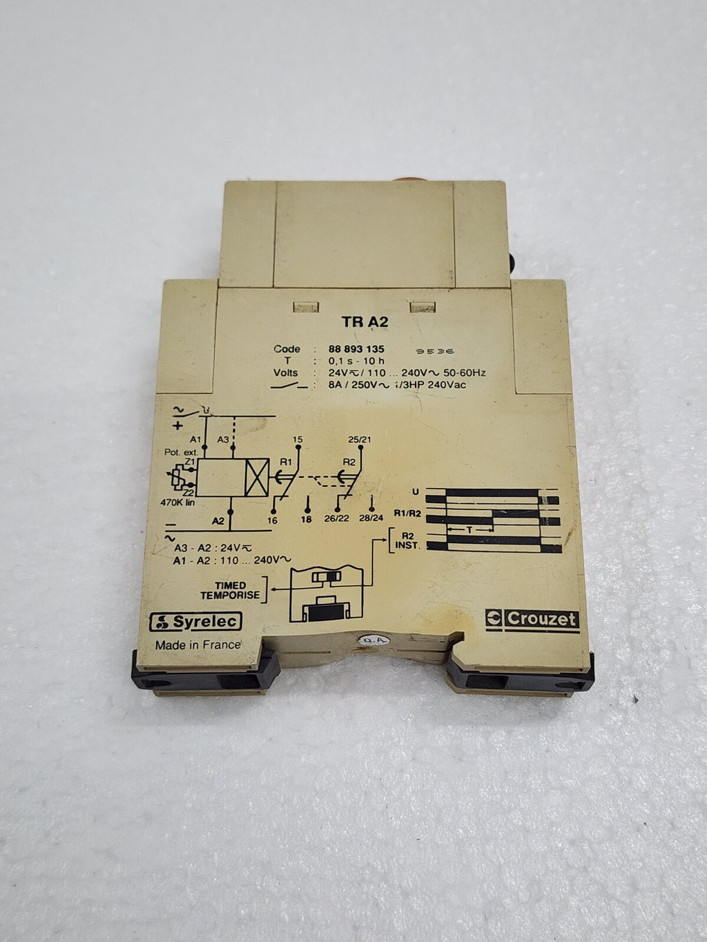 CROUZET SYRELEC TR A2 TIME DELAY RELAY 88 893 135 24VAC-DC/240VAC
