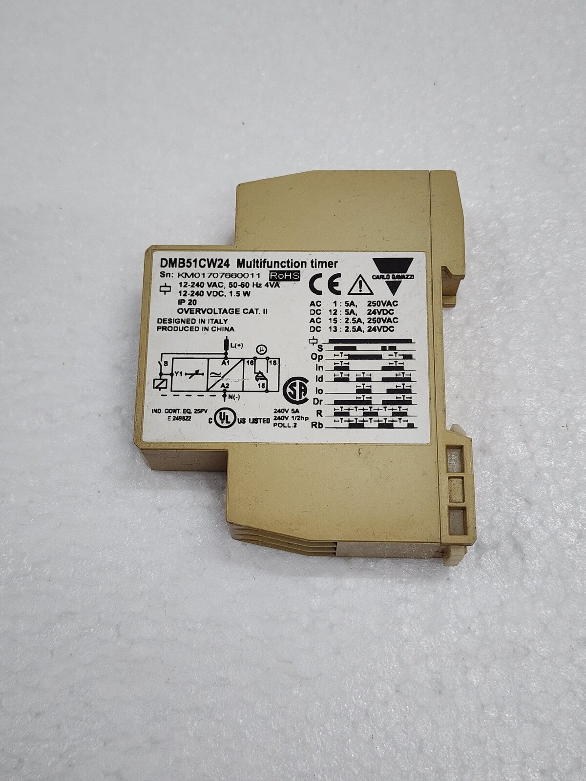CARLO GAVAZZI DMB51CW24 MULTIFUNCTION TIMER 12-240VAC-DC