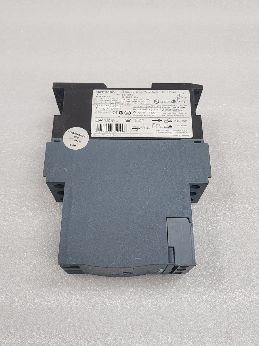 SIEMENS 3RW3027-1BB04 AC SEMICONDUCTER MOTOR STARTER 32A 15KW/400V