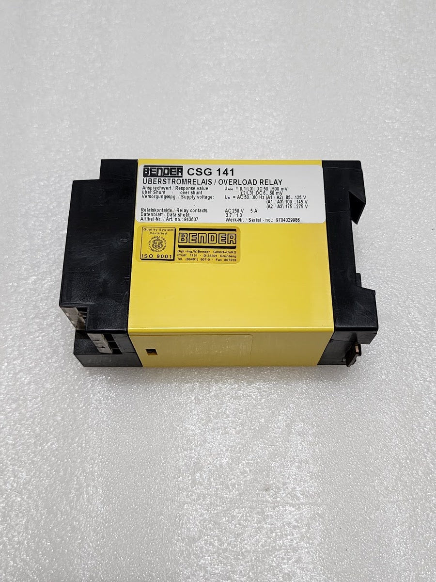 BENDER CSG 141 OVERLOAD RELAY 943607 85-275V AC