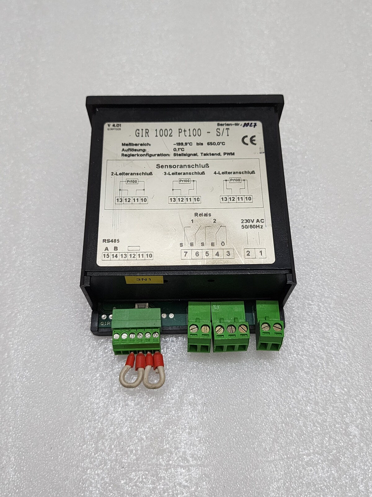 GREISINGER ELECTRONIC GIR 1002 PT100 - S/T TEMPERATURE CONTROLLER 230VAC