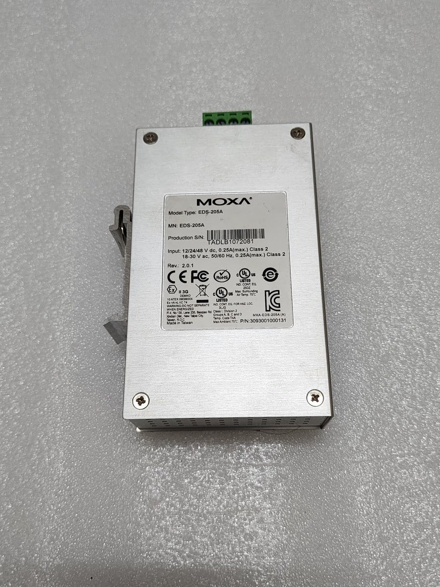 MOXA EDS-205A INDUSTRIAL ETHERNET SWITCH 3093001000131