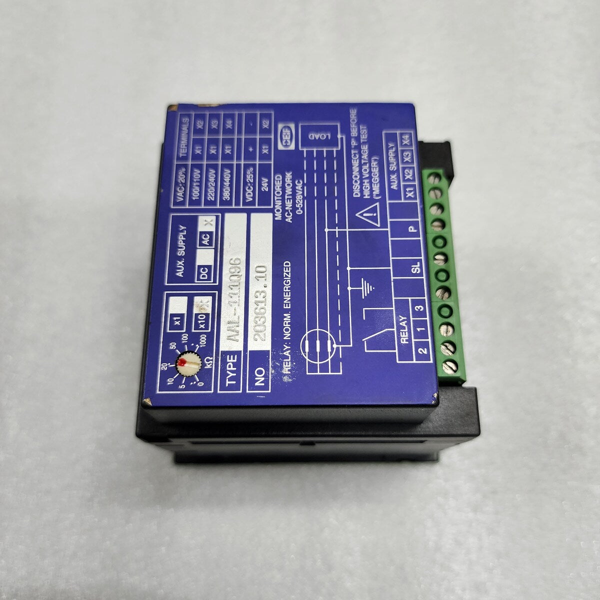 DEIF AAL-111Q96 NETWORK INSULATION MONITOR MEGA OHM 100-440V AC