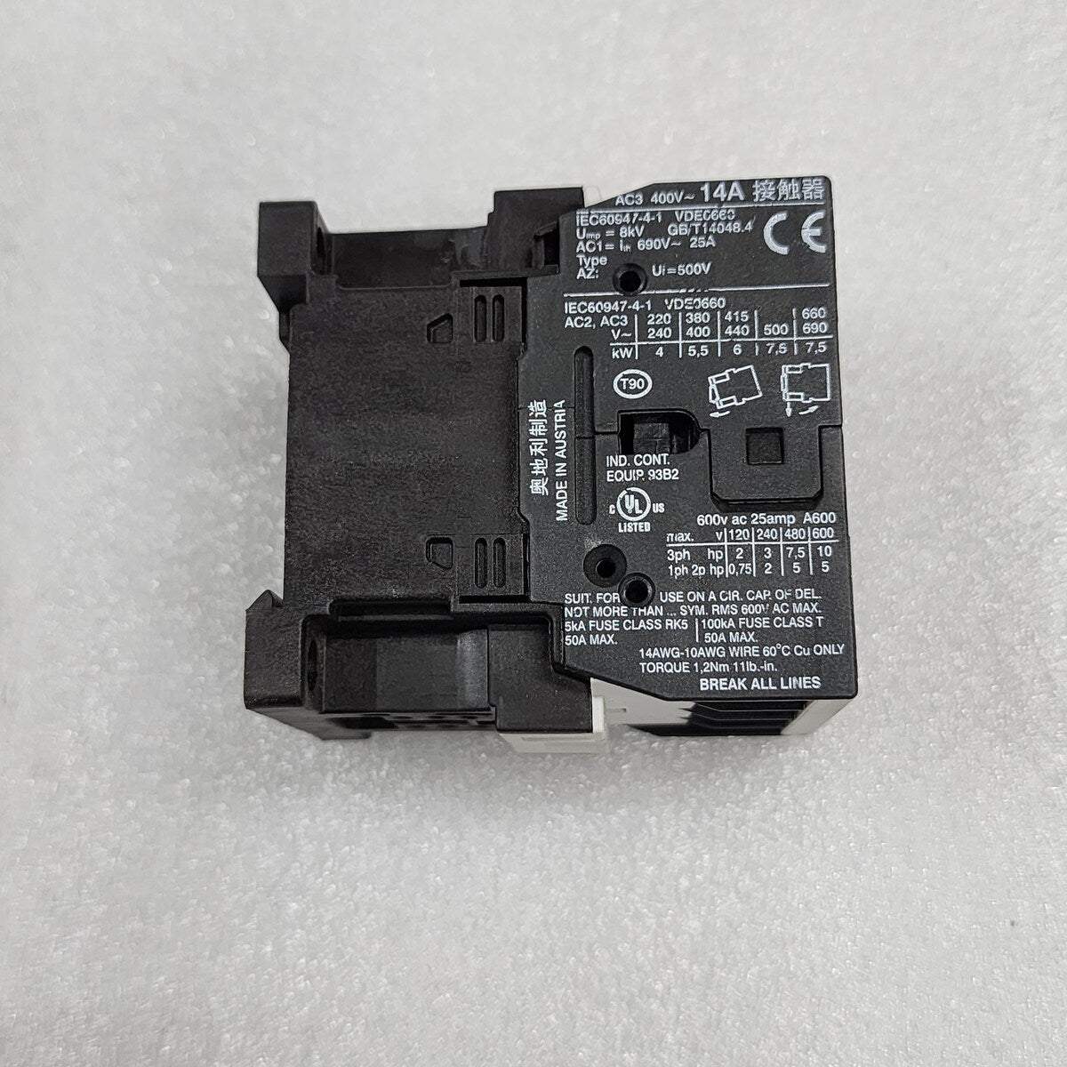 BENEDICT & JAGER K3-14ND10 110 MAGNETIC CONTACTOR 14A 110-120V