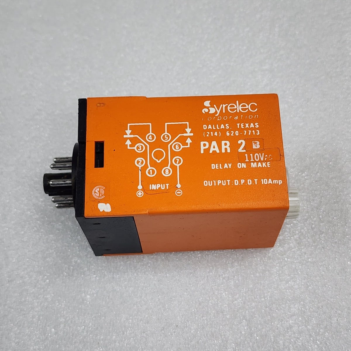 SYRELEC PAR 2B DELAY ON TIME RELAY 110V
