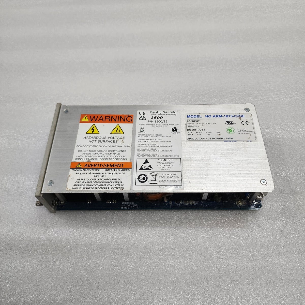BENTLY NEVADA ARM-1813-00GE AC POWER SUPPLY 3500/15 85-264VAC