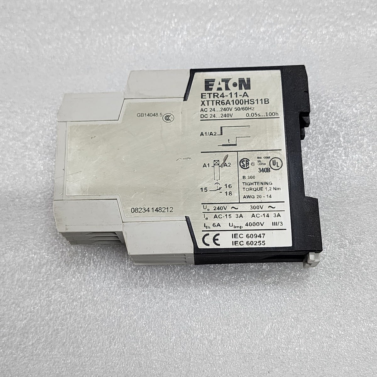 EATON ETR4-11-A ELECTRONIC TIMING RELAY XTTR6A100HS11B 24-240V AC/DC