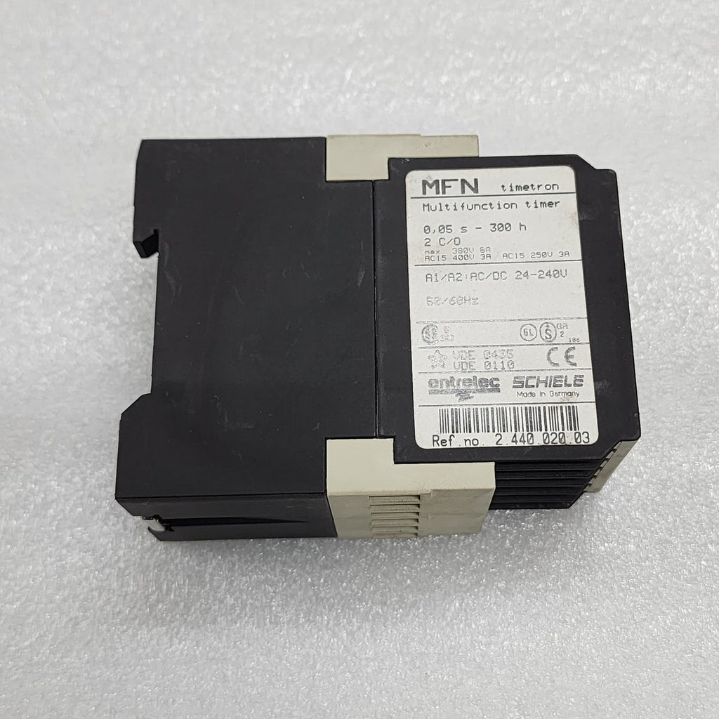 ENTRELEC MFN TIMETRON 2.440.020.03 MULTIFUNCTION TIMER SCHIELE 24-240V AC/DC