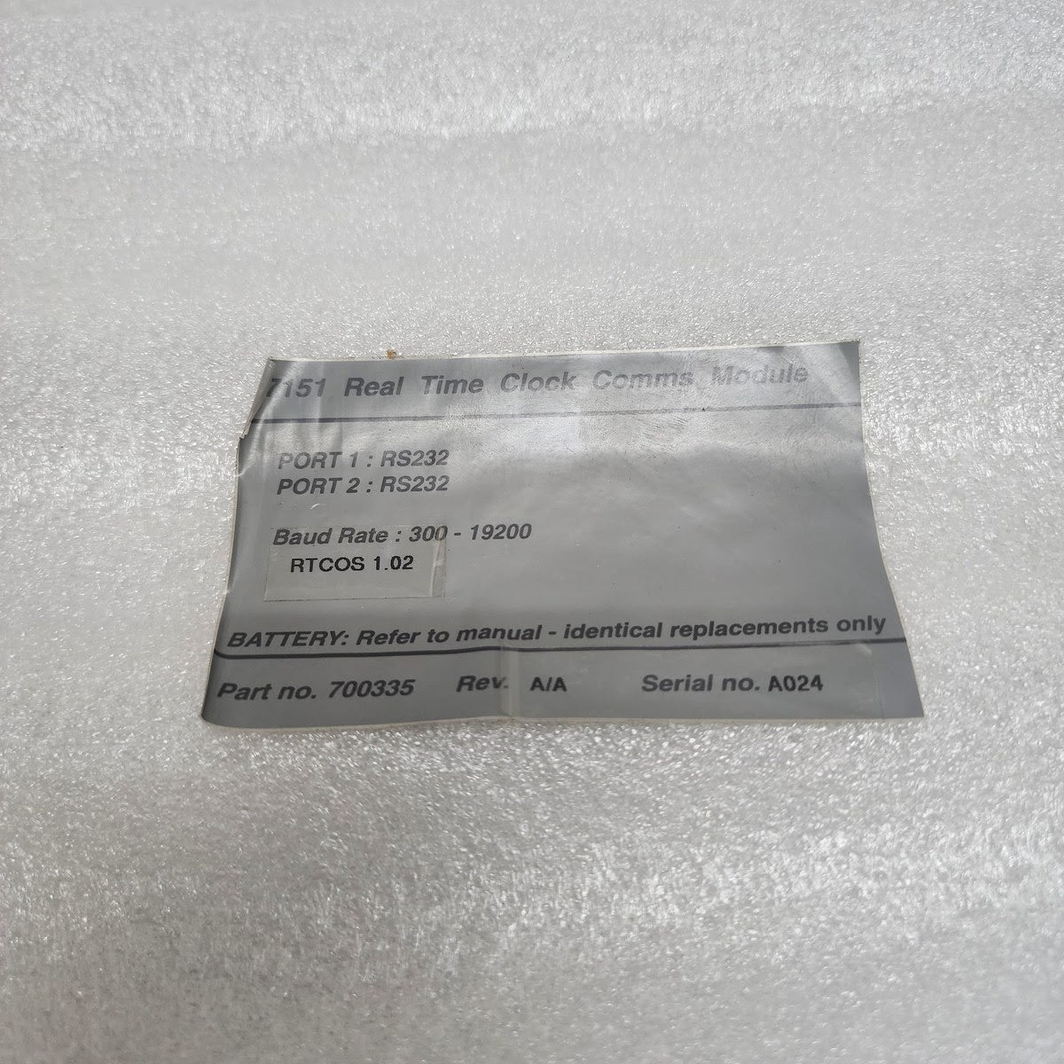 ICS TRIPLEX 100950 7151 REAL TIME CLOCK COMMS MODULE 700335