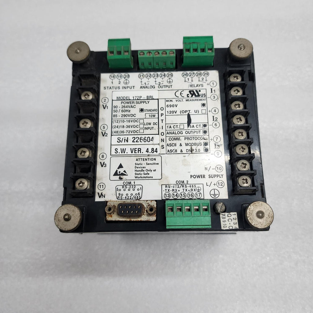 SATEC PM172P-BRL FEEDER MONITOR 90-264VAC/85-290VDC