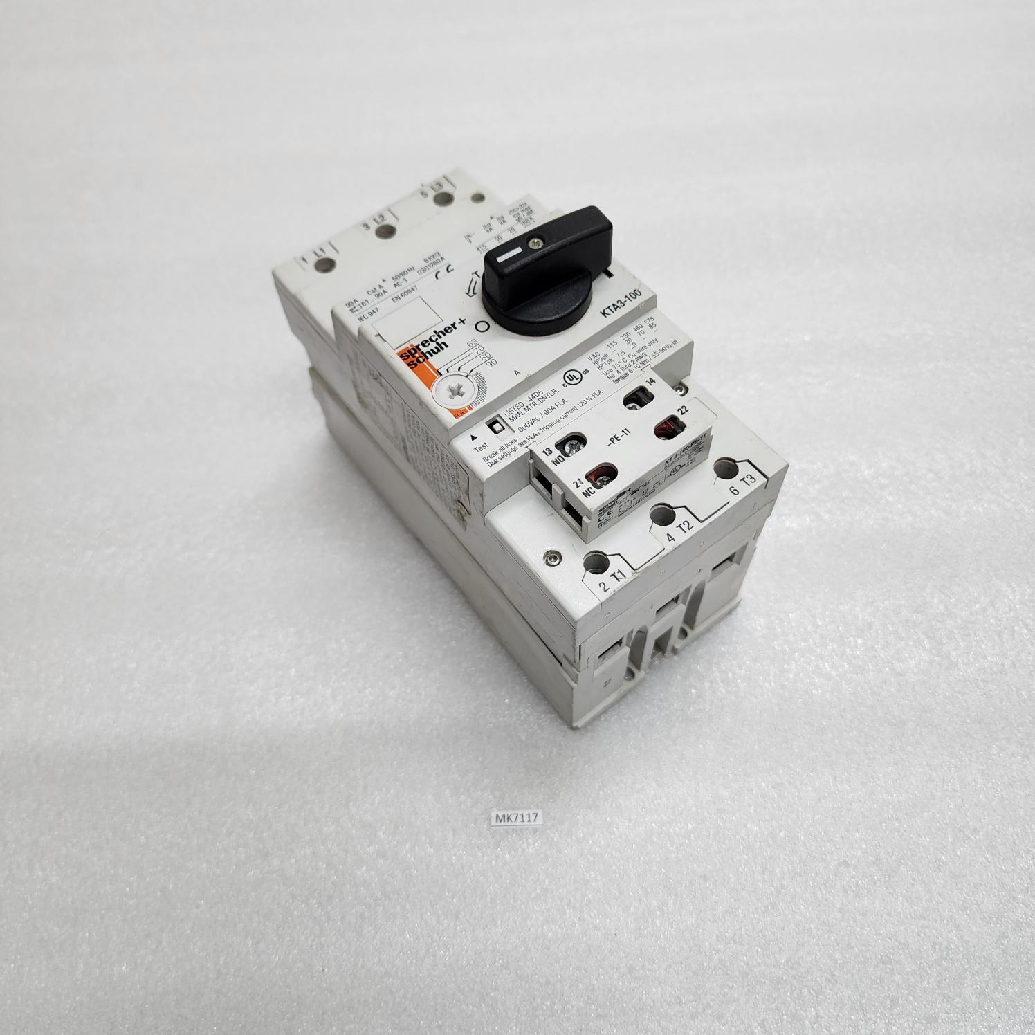 SPRECHER + SCHUH KTA3-100 MANUAL MOTOR STARTER 63-90A
