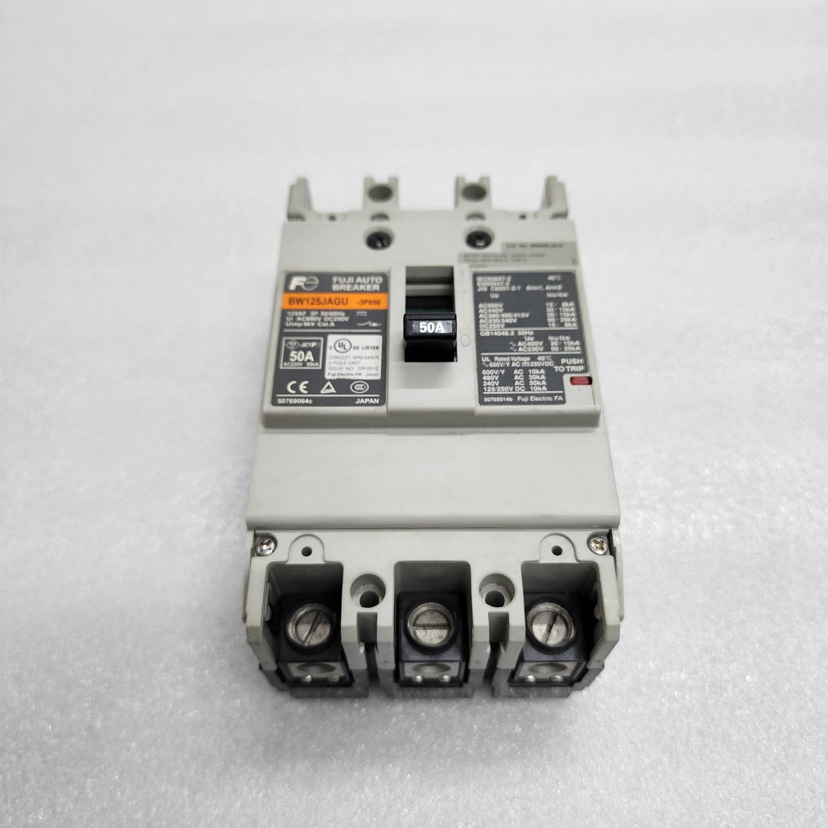 FUJI ELECTRIC BW125JAGU 3-POLE CIRCUIT BREAKER 50A BW125JAGU-3P050