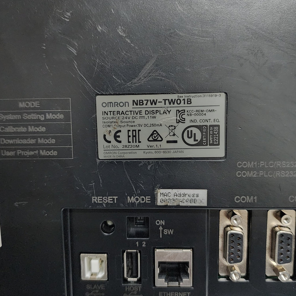 OMRON NB7W-TW01B HMI INTERACTIVE DISPLAY 24V DC