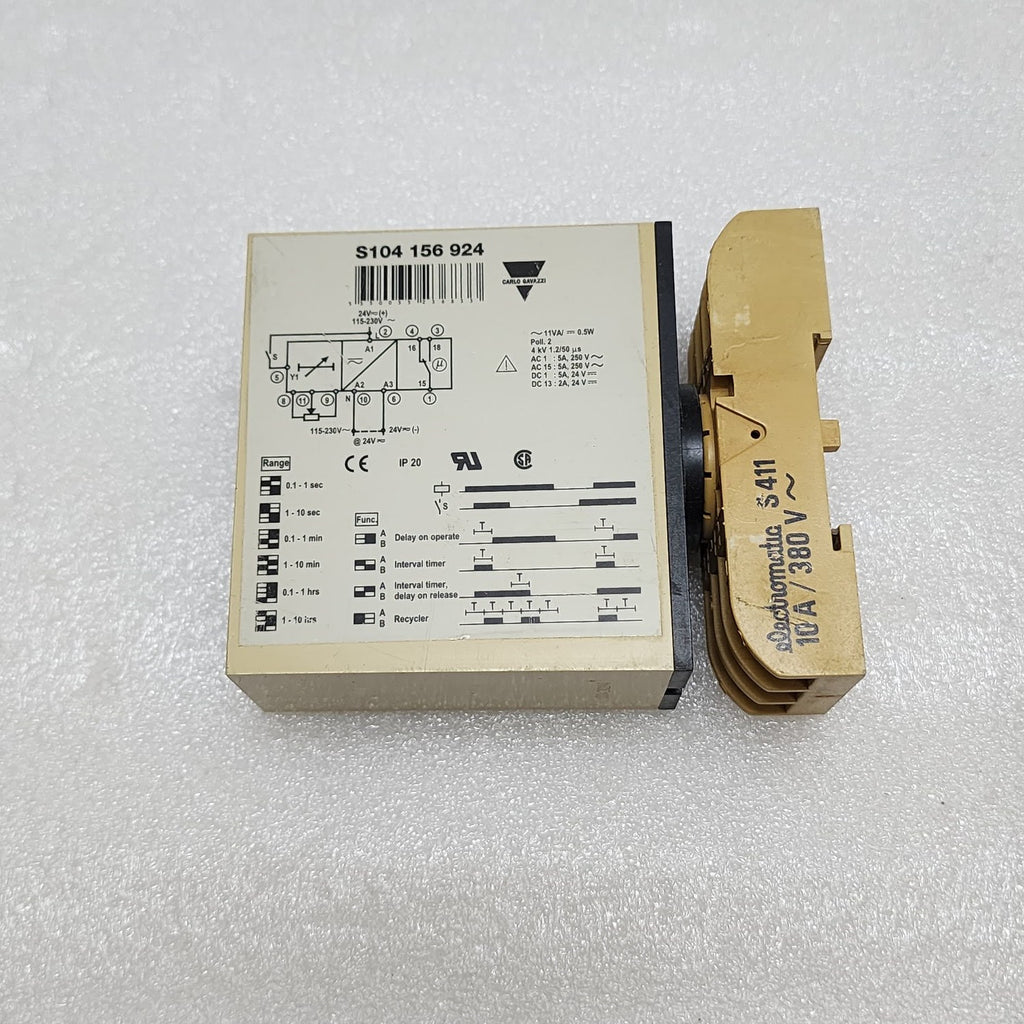 CARLO GAVAZZI S104156924 MULTIFUNCTION TIMER 24VAC-DC/115-230VAC