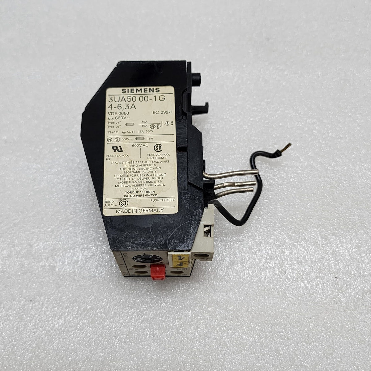 SIEMENS 3UA5000-1G OVERLOAD RELAY 4-6.3A