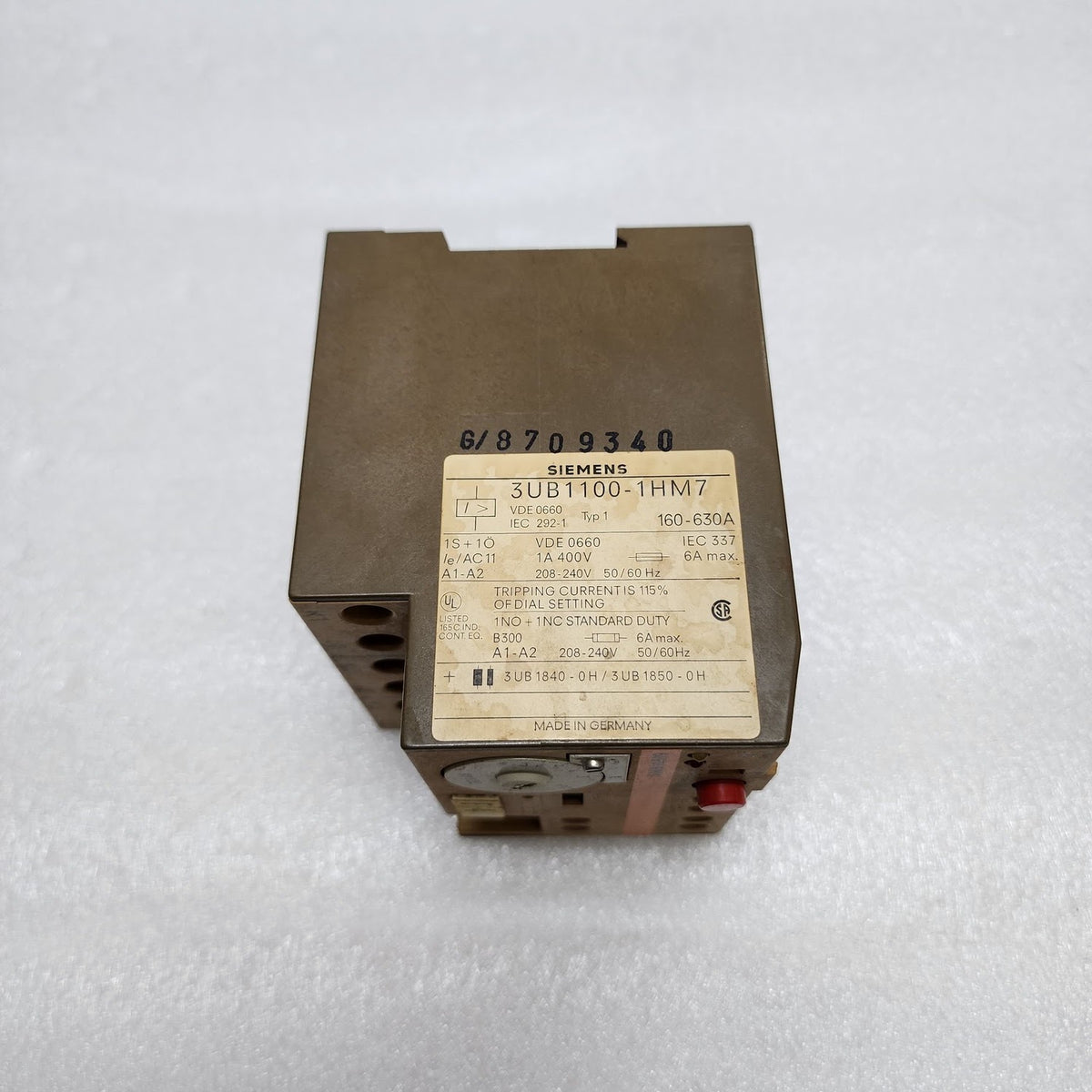 SIEMENS 3UB1100-1HM7 OVERLOAD RELAY 160-630A