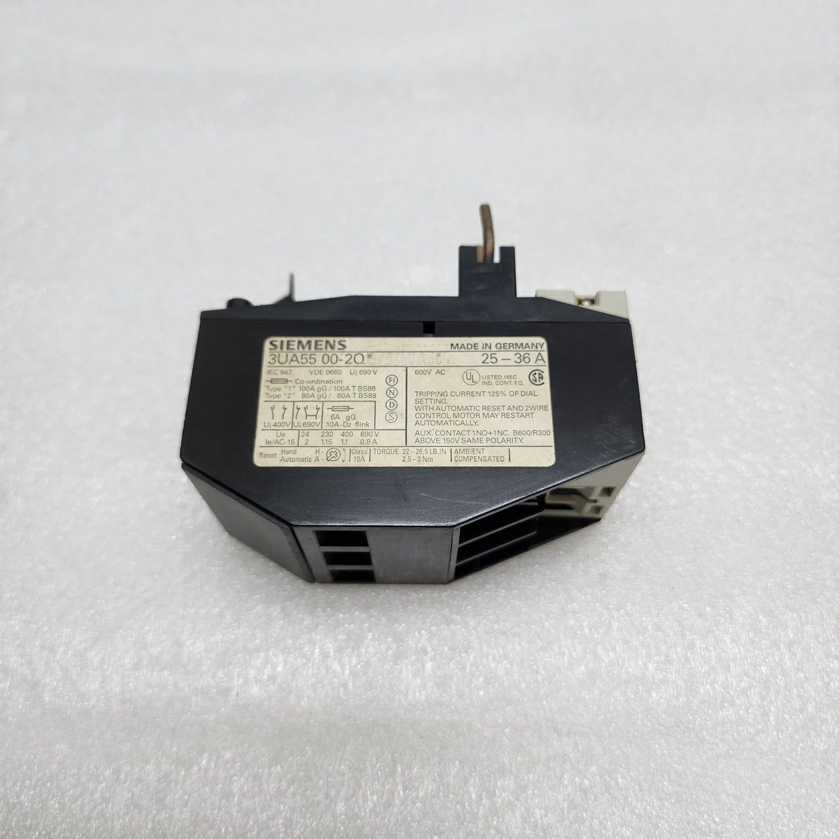 SIEMENS 3UA5500-20 OVERLOAD RELAY 25-36A