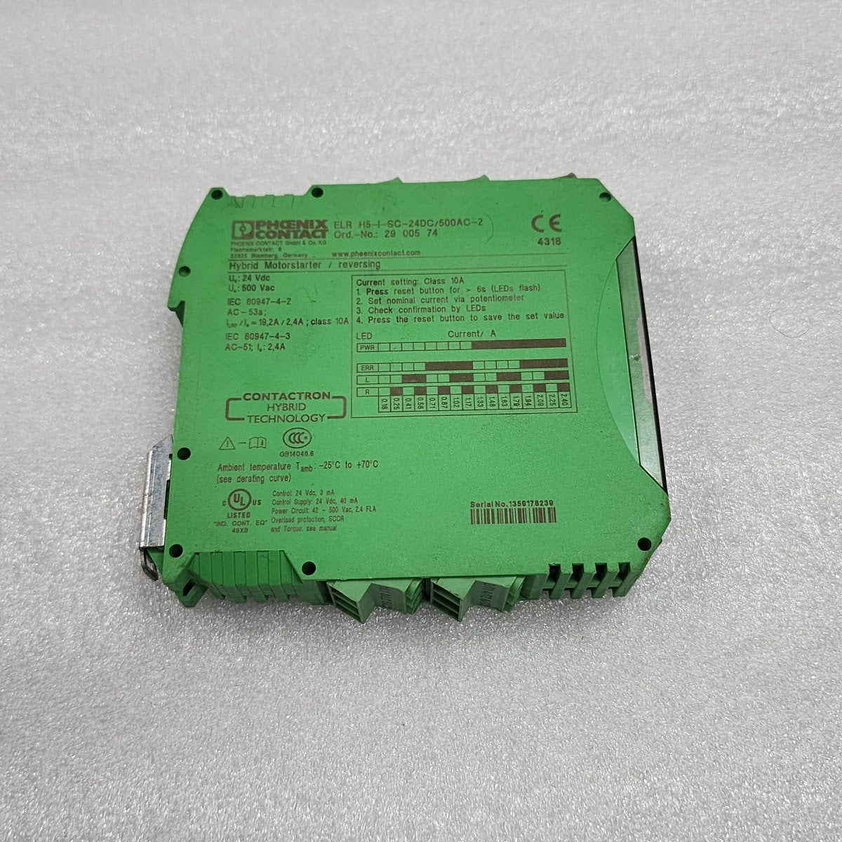 PHOENIX CONTACT ELR-H5-I-SC-24DC/500AC-2 HYBRID MOTOR STARTER 2900574