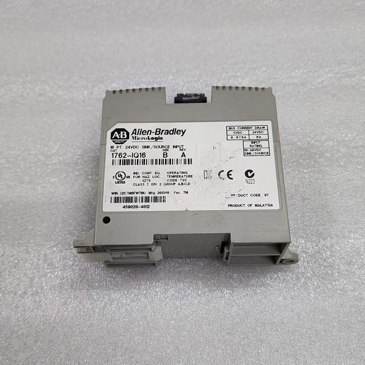 ALLEN BRADLEY CAT 1762-IQ16 SER B 16 PT INPUT MODULE